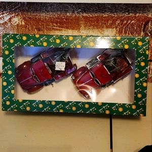 Dillard's vintage Christmas ornaments trucks with trees new in box
